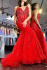 Load image into Gallery viewer, Red Mermaid Long Corset Formal Dress With Appliques