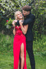 Load image into Gallery viewer, Glitter Red Long Mirror Formal Dress With Slit