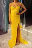 Load image into Gallery viewer, Sparkly Yellow Sheath Long Formal Dress With Slit