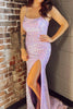 Load image into Gallery viewer, Sparkly Lilac Mermaid Long Formal Dress With Slit