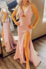 Load image into Gallery viewer, Glitter Blush Mermaid V Neck Long Formal Dress With Slit