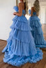 Load image into Gallery viewer, Glitter Blush A-Line Beaded Long Tulle Tiered Formal Dress with Ruffles