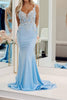 Load image into Gallery viewer, Light Blue Mermaid Long Formal Dress With Appliques