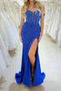 Load image into Gallery viewer, Glitter Royal Blue Mermaid Long Corset Formal Dress With Slit