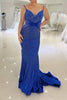 Load image into Gallery viewer, Sparkly Royal Blue Mermaid Long Formal Dress With Sequins