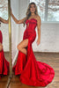 Load image into Gallery viewer, Red Mermaid Sweetheart Long Formal Dress with Slit