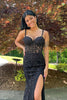 Load image into Gallery viewer, Black Mermaid Lace Long Corset Formal Dress with Slit