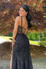 Load image into Gallery viewer, Black Mermaid Lace Long Corset Formal Dress with Slit