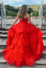 Load image into Gallery viewer, Glitter Beige Strapless Tulle Long Tiered Formal Dress with Slit