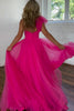 Load image into Gallery viewer, Fuchsia A-Line One Shoulder Long Tulle Formal Dress with Ruffles