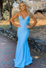 Load image into Gallery viewer, Blue Spaghetti Straps Mermaid Formal Dress