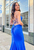 Load image into Gallery viewer, Blue Spaghetti Straps Mermaid Formal Dress