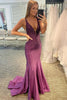 Load image into Gallery viewer, Mermaid Deep V Neck Orange Long Formal Dress with Beading