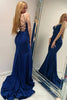 Load image into Gallery viewer, Sparkly Navy Beaded Mermaid Backless Long Formal Dress