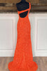 Load image into Gallery viewer, Sheath One Shoulder Orange Sequins Long Formal Dress