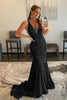 Load image into Gallery viewer, Mermaid Deep V Neck Purple Sequins Formal Dress with Open Back