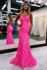 Load image into Gallery viewer, V Neck Pink Glitter Backless Mermaid Bodycon Long Formal Dress