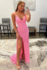 Load image into Gallery viewer, Sparkly Pink Detachable Train Sequins Formal Dress with Slit