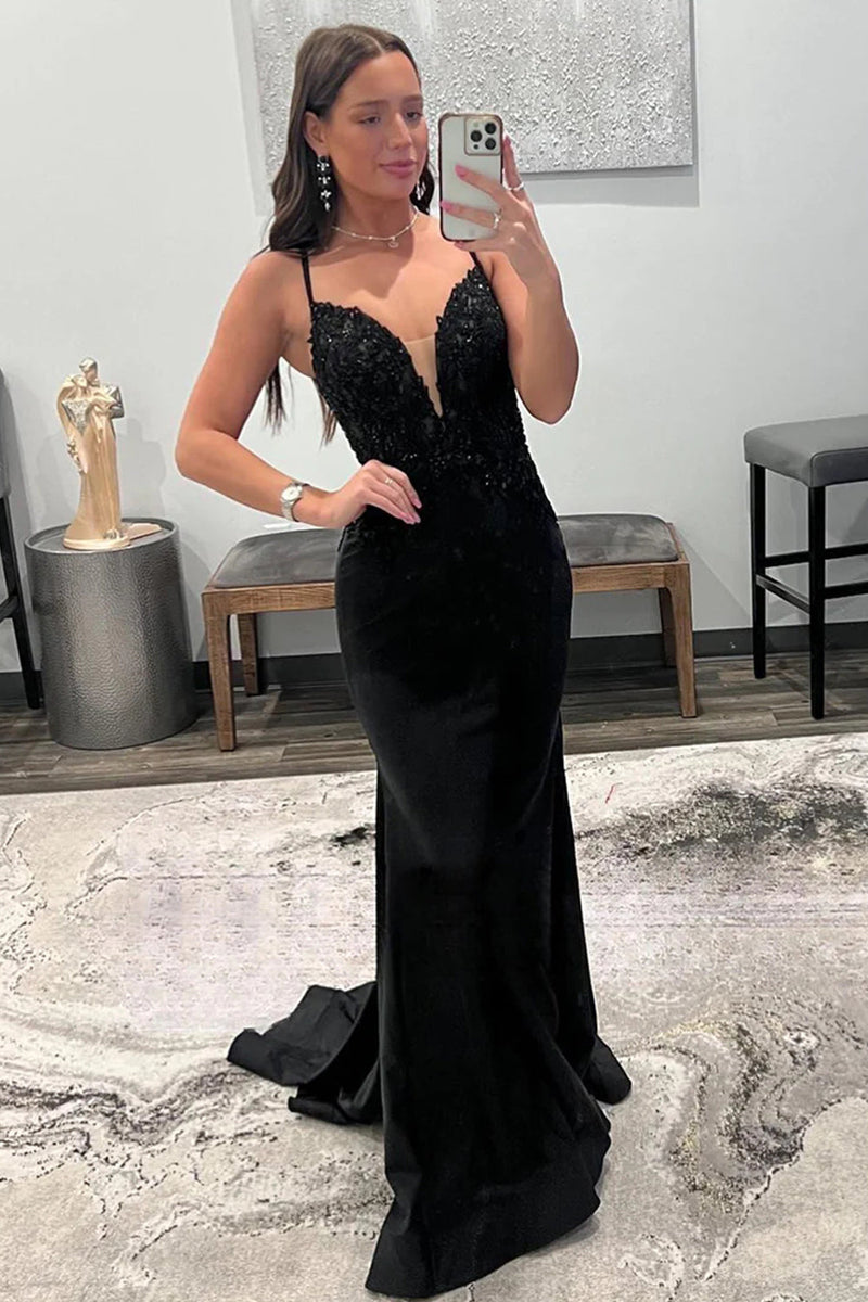 Load image into Gallery viewer, Sparkly Black Mermaid Long Formal Dress with Sequins