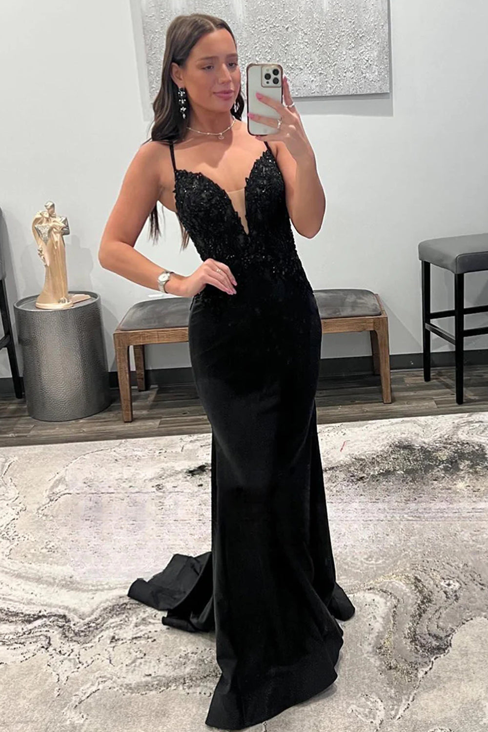 Sparkly Black Mermaid Long Formal Dress with Sequins