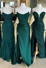 Load image into Gallery viewer, Sparkly Dark Green Sheath Corset Long Formal Dress with Lace