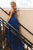 Load image into Gallery viewer, Glitter Royal Blue A Line Long Tiered Appliqued Formal Dress With Slit