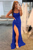 Load image into Gallery viewer, Royal Blue Mermaid Backless Long Formal Dress with Slit