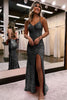 Load image into Gallery viewer, Sparkly Orange Open Back Sequins Long Formal Dress with Slit