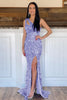 Load image into Gallery viewer, Mermaid One Shoulder Dark Purple Sequins Long Formal Dress