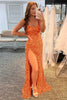 Load image into Gallery viewer, Orange Mermaid Backless Long Formal Dress with Slit