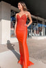 Load image into Gallery viewer, Sparkly Orange Beaded Open Back Long Formal Dress