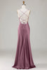 Load image into Gallery viewer, Lace-Up Back Burgundy Long Bridesmaid Dress with Slit