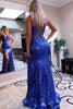 Load image into Gallery viewer, Two Piece Orange Sequins Mermaid Formal Dress with Slit