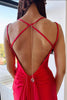 Load image into Gallery viewer, Red Mermaid Spaghetti Straps Long Corset Formal Dress With Slit