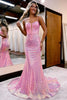 Load image into Gallery viewer, Sparkly Pink Sequin Long Mermaid Corset Formal Dress