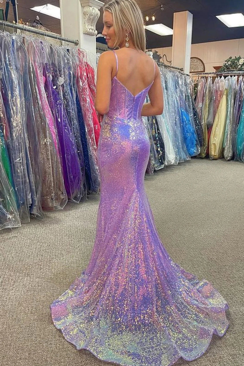 Load image into Gallery viewer, Sparkly Pink Sequin Long Mermaid Corset Formal Dress