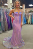 Load image into Gallery viewer, Sparkly Pink Sequin Long Mermaid Corset Formal Dress