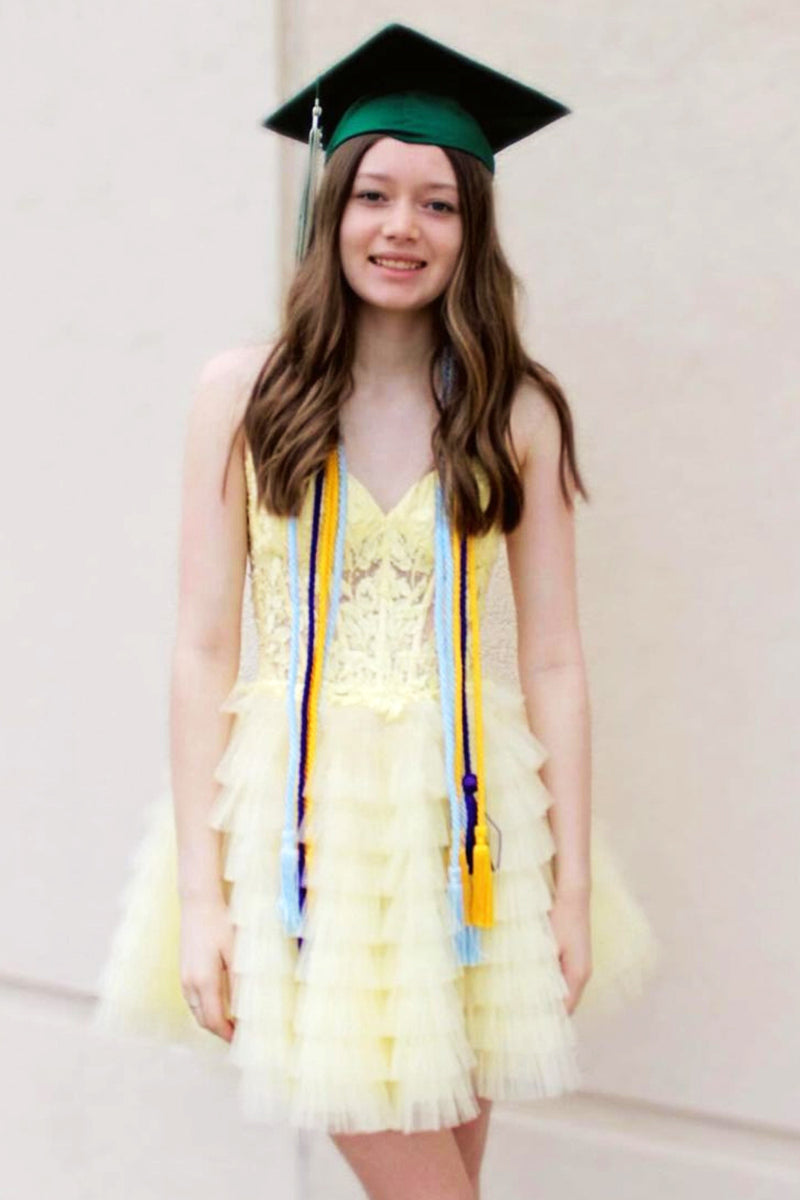 Load image into Gallery viewer, Lemon Yellow Sweetheart A-line Tiered Short Formal Dress