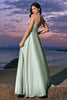 Load image into Gallery viewer, Pink A-Line Spaghetti Straps Satin Corset Long Bridesmaid Dress with Slit