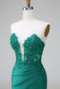 Load image into Gallery viewer, Glitter Dark Green Tight Beaded Short Formal Dress with Appliques