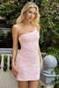 Load image into Gallery viewer, Glitter Pink Tight Sequined Floral Short Formal Dress