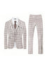 Load image into Gallery viewer, Light Khaki Plaid Notched Lapel 3 Pieces Men&#39;s Formal Suits