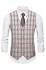 Load image into Gallery viewer, Light Khaki Plaid Notched Lapel 3 Pieces Men&#39;s Formal Suits