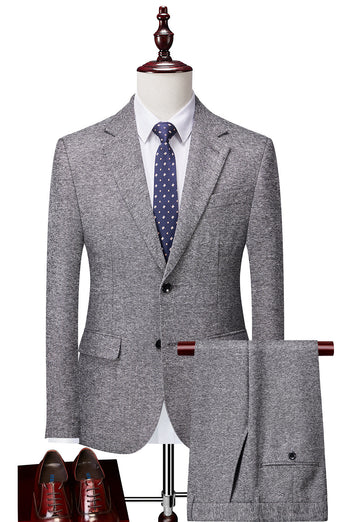 Grey Double Breasted 3 Pieces Men's Formal Suit