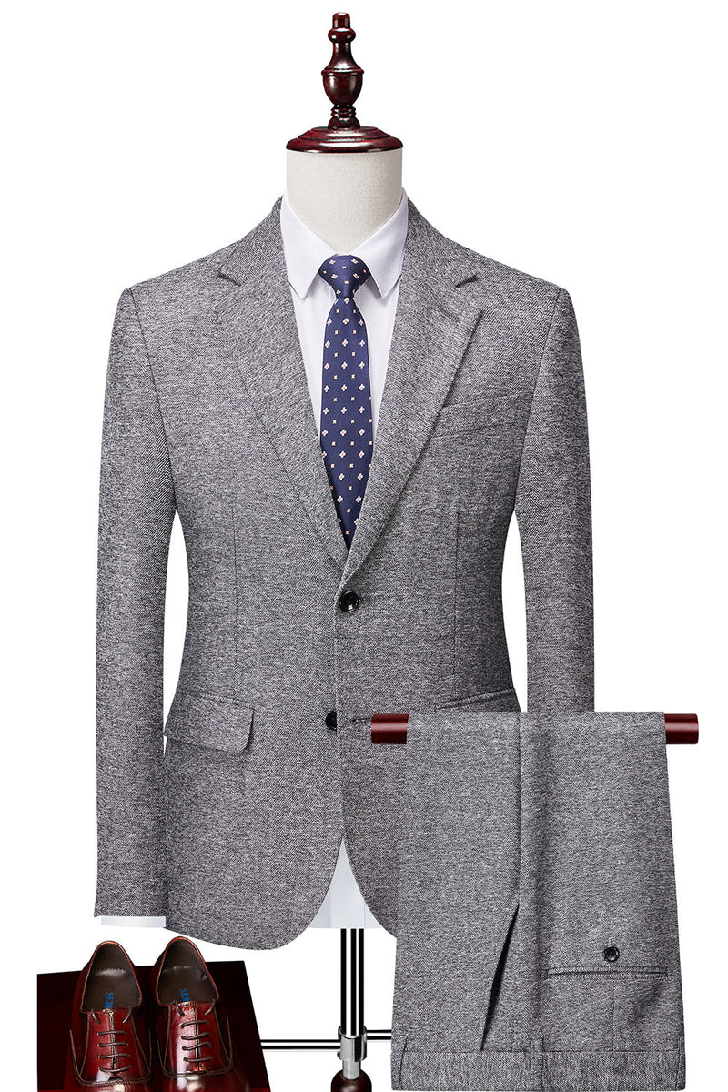 Load image into Gallery viewer, Grey Double Breasted 3 Pieces Men&#39;s Formal Suit