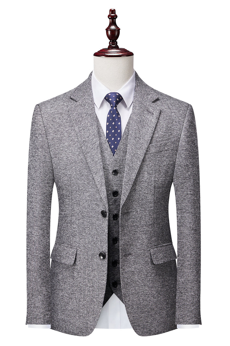 Load image into Gallery viewer, Grey Double Breasted 3 Pieces Men&#39;s Formal Suit