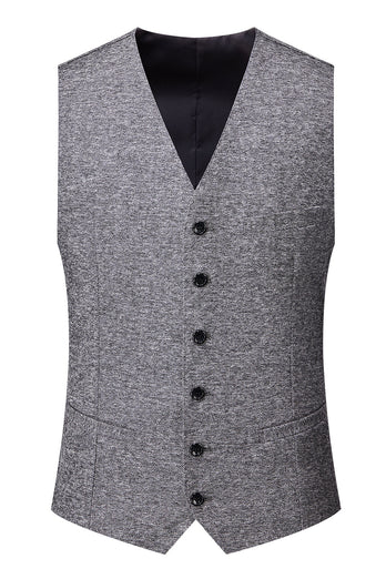 Grey Double Breasted 3 Pieces Men's Formal Suit