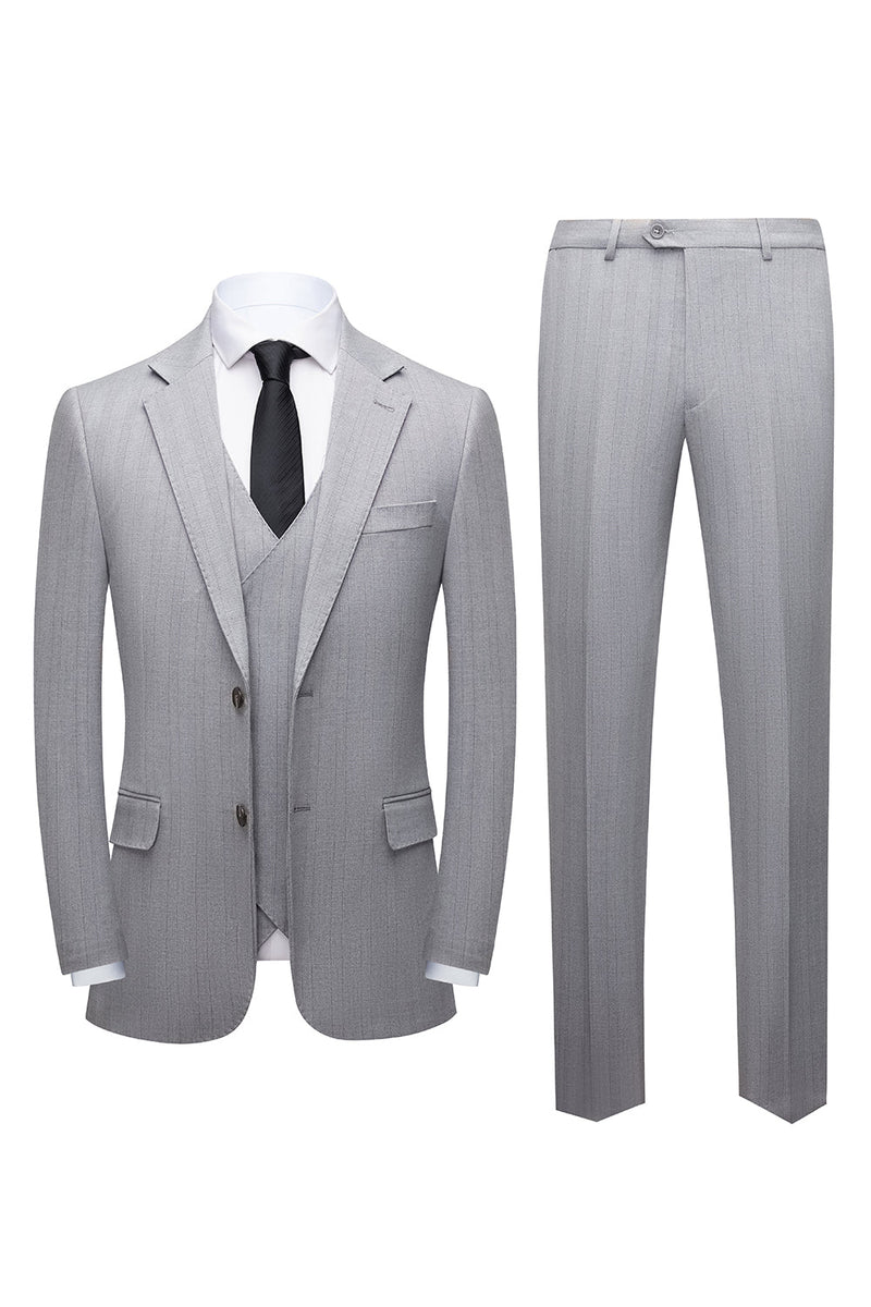 Load image into Gallery viewer, Simple Grey Shawl Lapel 3 Piece Men&#39;s Formal Suit Set