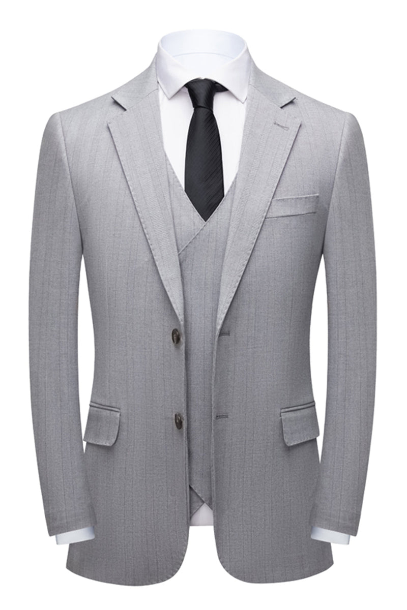 Load image into Gallery viewer, Simple Grey Shawl Lapel 3 Piece Men&#39;s Formal Suit Set