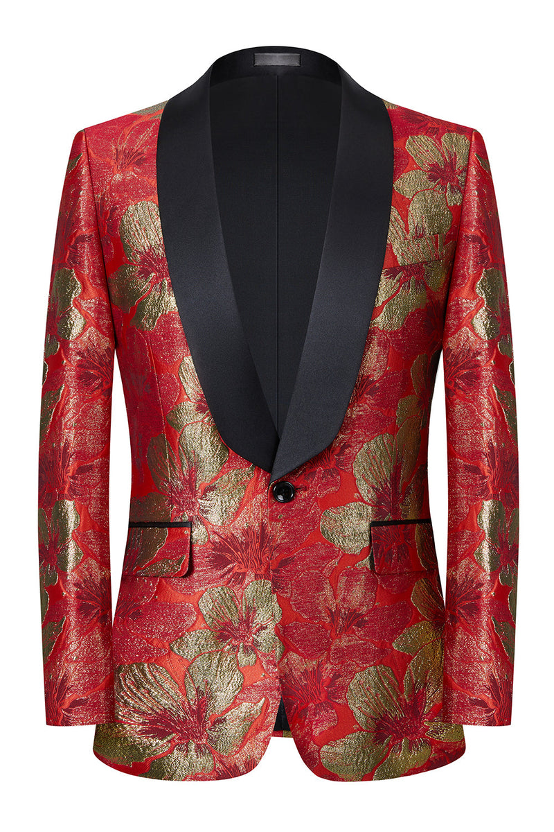 Load image into Gallery viewer, Red Jacquard 2 Pieces Shawl Lapel Men&#39;s Formal Suits